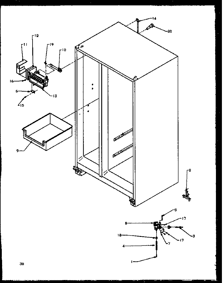 FACTORY INSTALLED ICE MAKER Diagram and Parts List for SBI20NE P1162902W E Amana Refrigerator