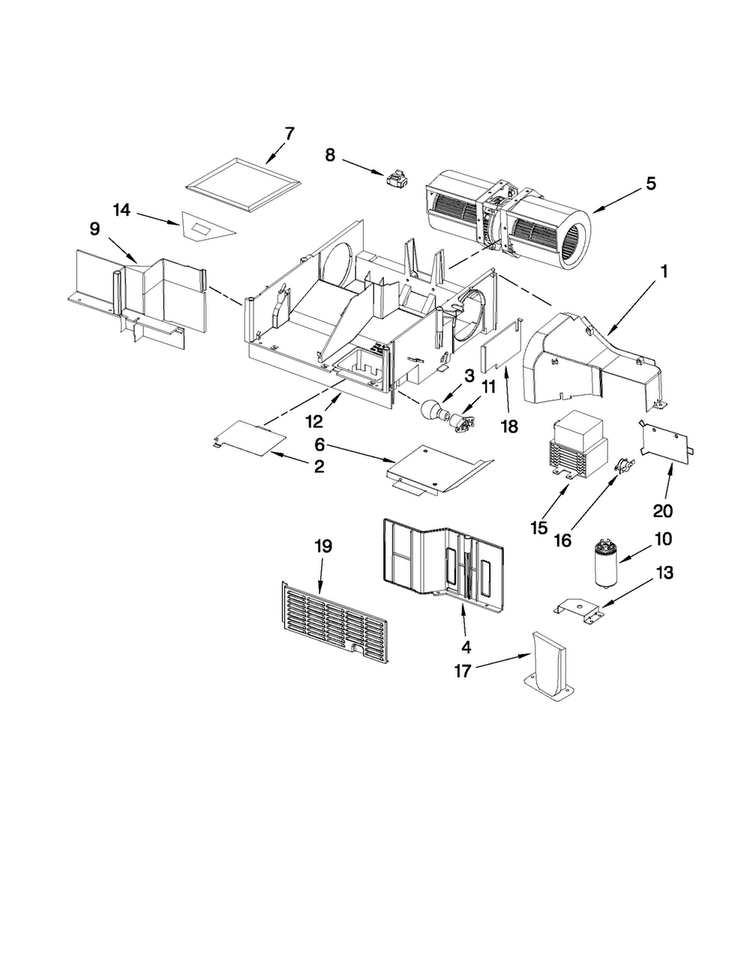 Air Flow Parts Diagram and Parts List for YAMV1160VAS2  Amana Microwave