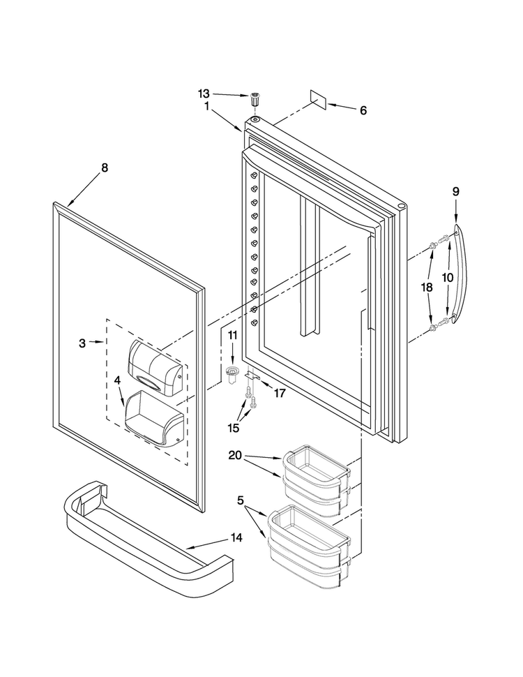 Refrigerator Door Parts Diagram and Parts List for ABL1927VES2  Amana Refrigerator