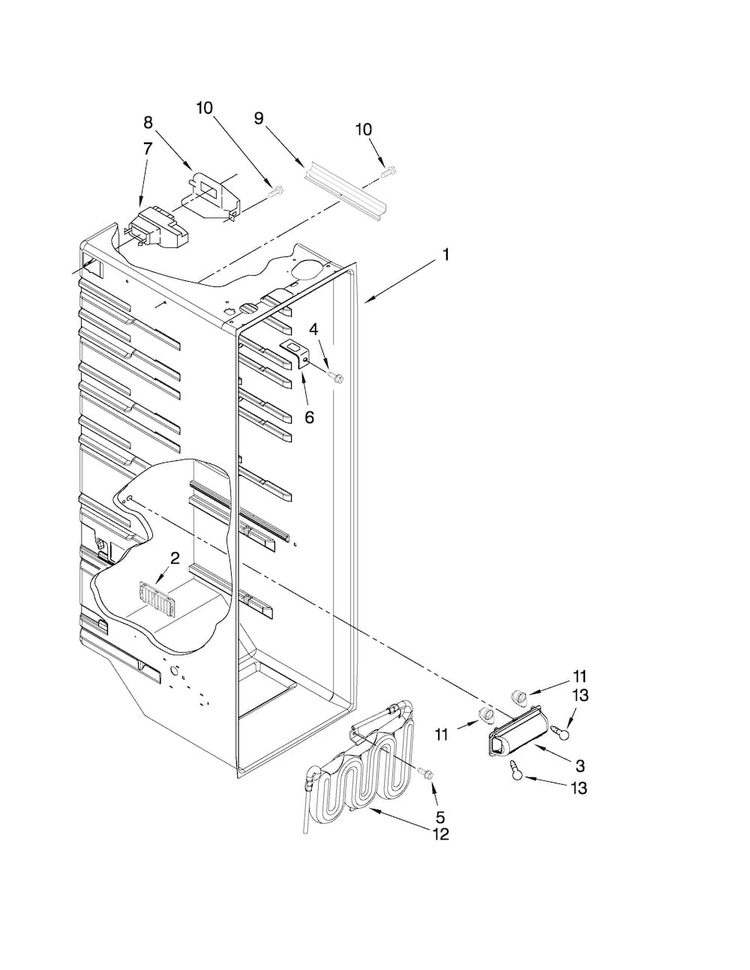 Refrigerator Liner Parts Diagram and Parts List for MSD2572VES02  Maytag Refrigerator
