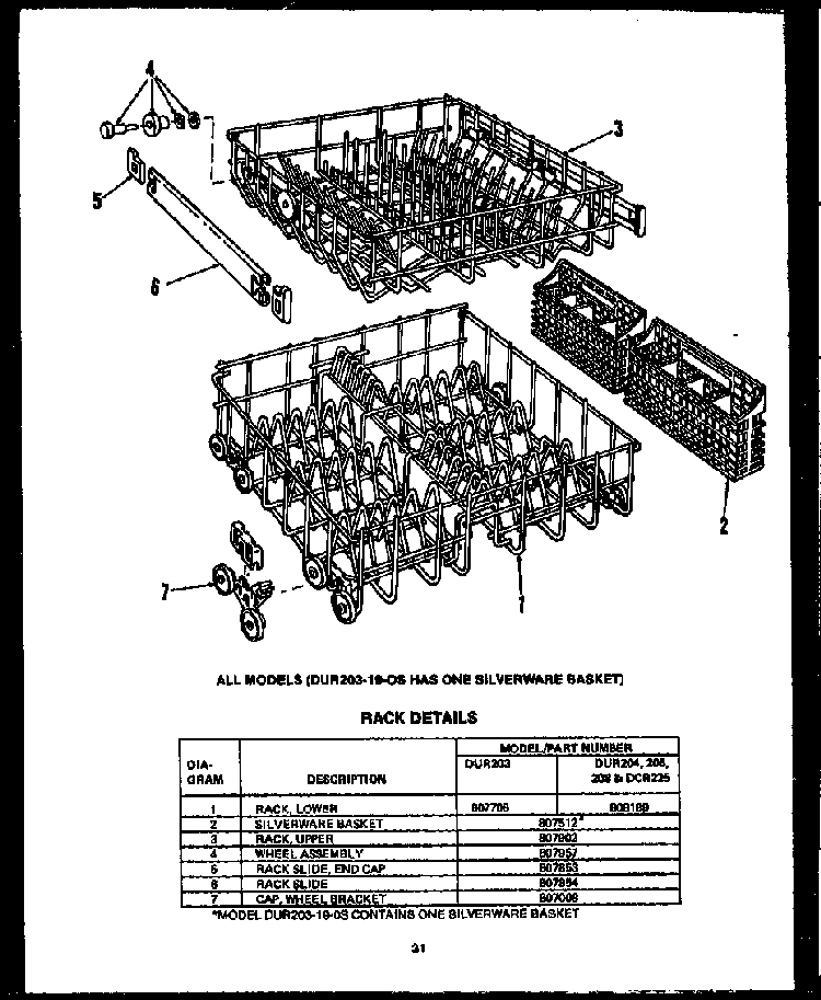 Section 7 Diagram and Parts List for DCR225-1V-OS  Caloric Dishwasher