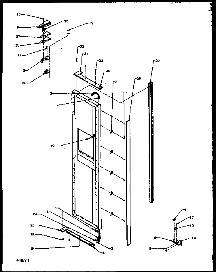 Freezer Door Hinge And Trim Parts Diagram and Parts List for 2599CIWEL-P1170601WL  Amana Refrigerator