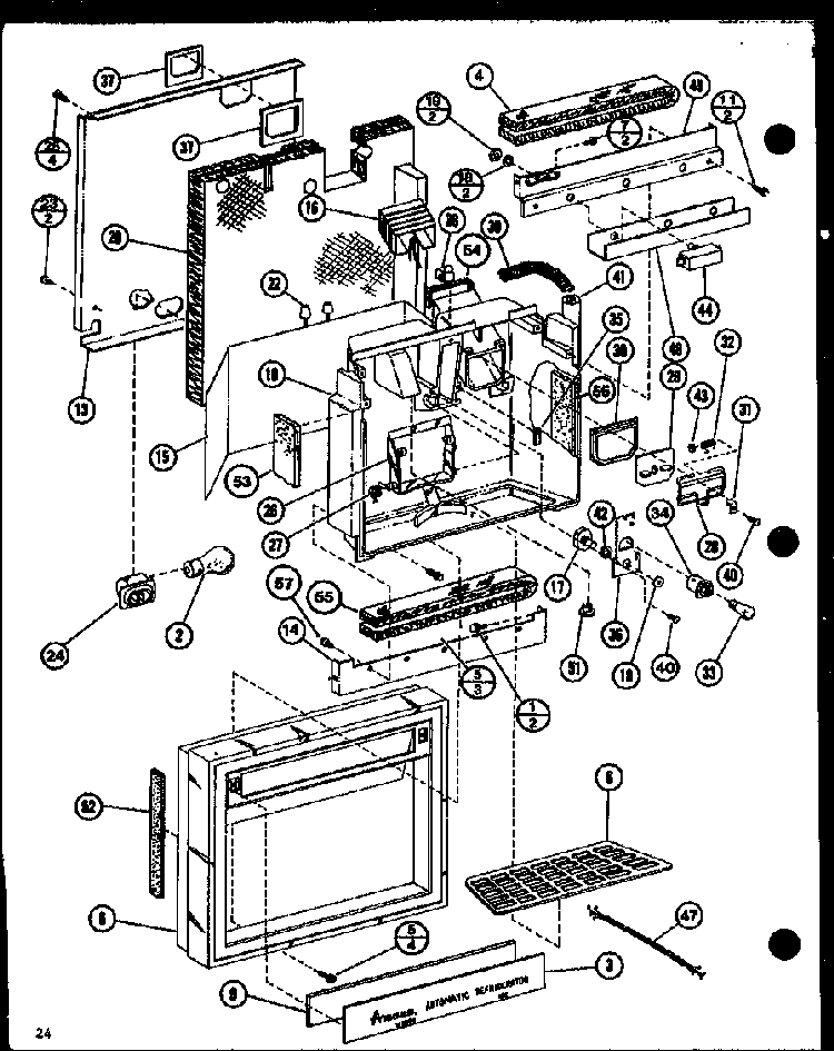 Dispenser Cavity Diagram and Parts List for SLDI25GL-P7642105WL  Amana Refrigerator
