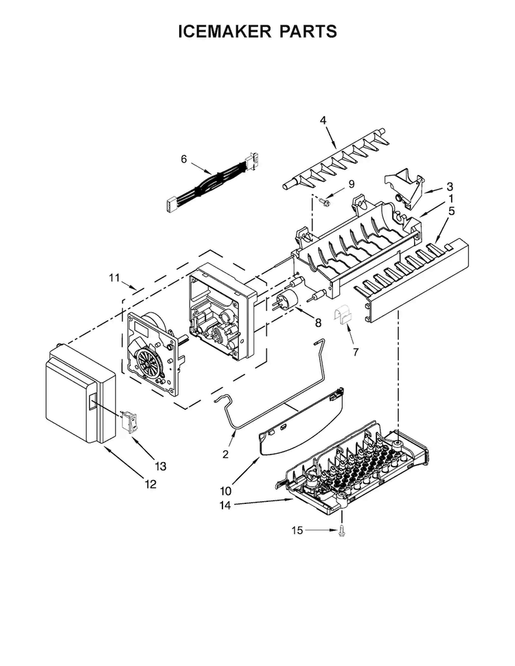 Icemaker Parts Diagram and Parts List for MFI2269DRE00  Maytag Refrigerator