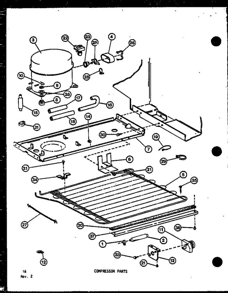 Compressor Parts Diagram and Parts List for TM-516E-P74645-15W  Amana Refrigerator