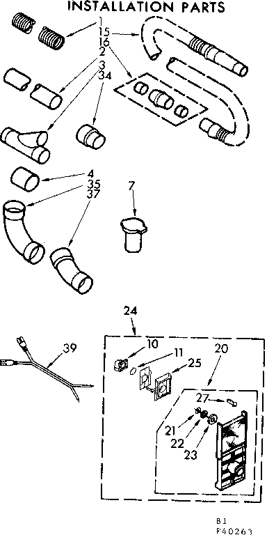 Installation Parts Diagram and Parts List for 11640263  Kenmore Central Vacuum