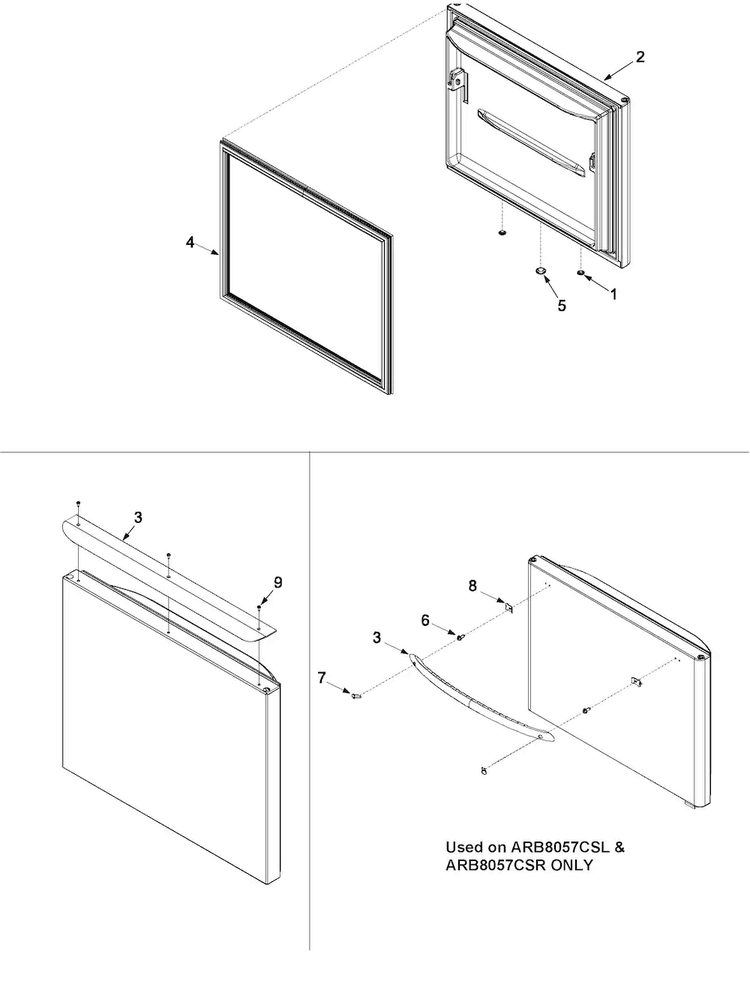 Freezer Door Diagram and Parts List for ARB8057CB-PARB8057CBO  Amana Refrigerator