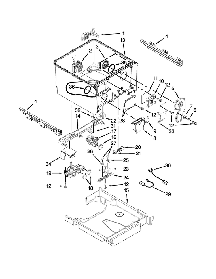 Tub Parts Diagram and Parts List for MDD8000AWS3  Maytag Dishwasher