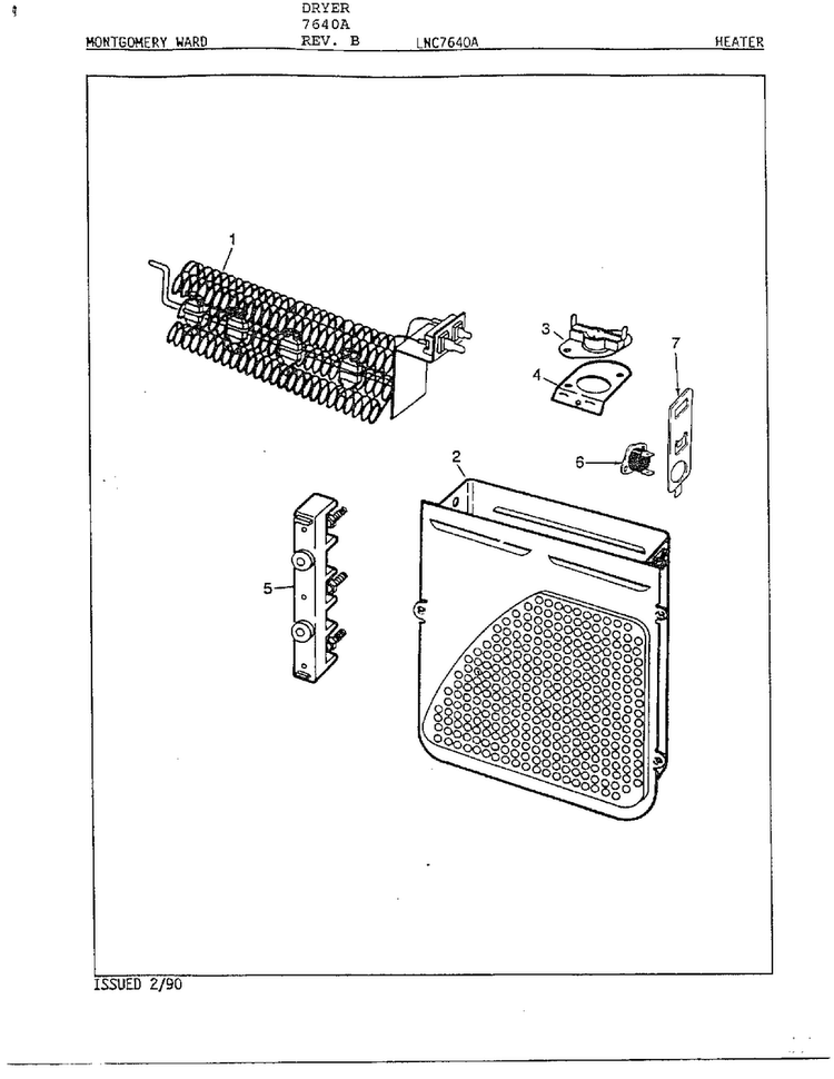 Complete Dryer Assembly Page 6 Diagram and Parts List for 7640A REV B Norge Dryer