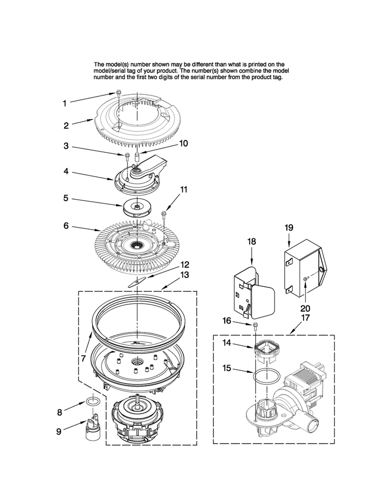 Pump And Motor Parts Diagram and Parts List for MDBH945AWB42  Maytag Dishwasher