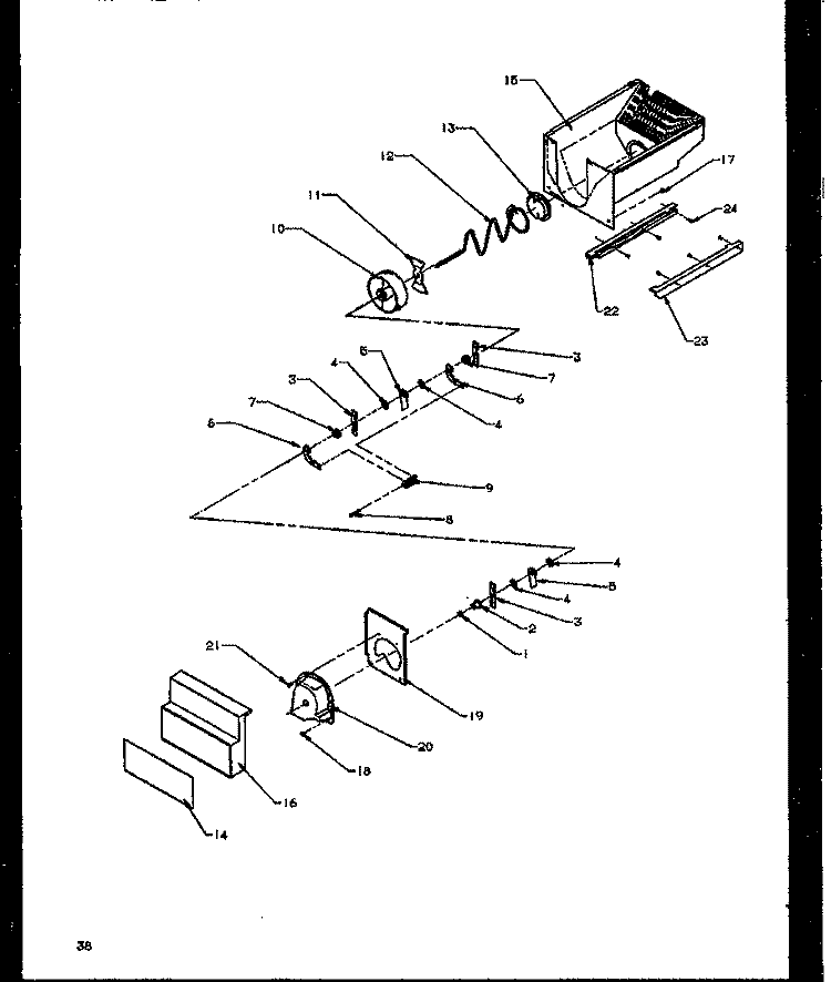CRUSHED ICE BUCKET Diagram and Parts List for SBD20NE P1162503W E Amana Refrigerator