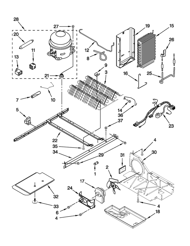 Unit Parts Diagram and Parts List for ASD2522WRD04  Amana Refrigerator
