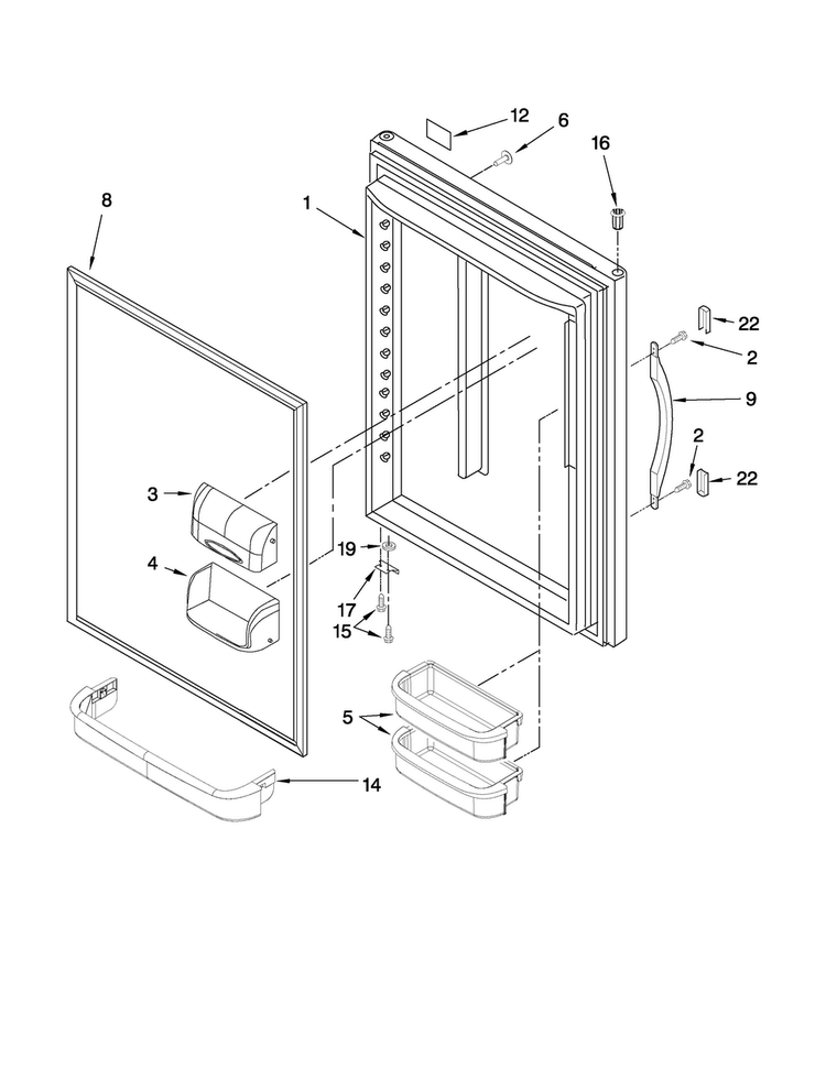 Refrigerator Door Parts Diagram and Parts List for ABB2221WEW1  Amana Refrigerator