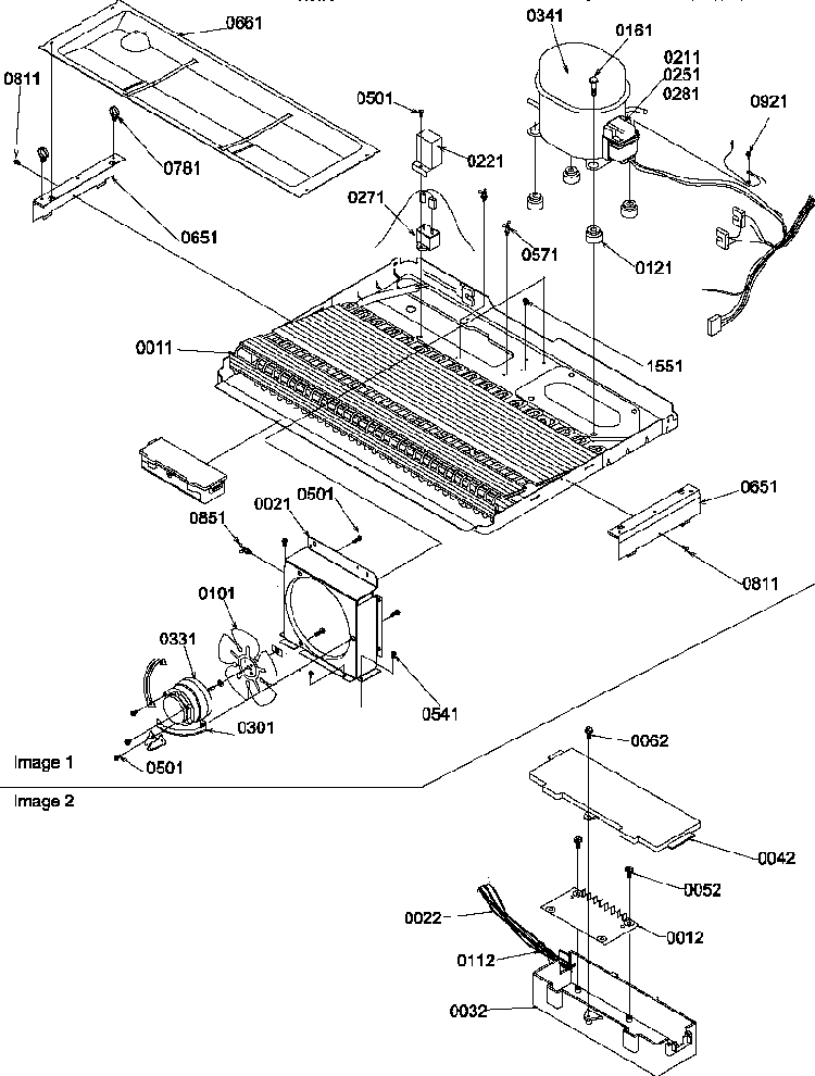 Machine Compartment Diagram and Parts List for SRD22S3W-P1190319WW  Amana Refrigerator