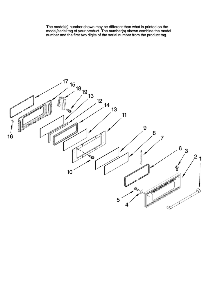 Upper Door Parts Diagram and Parts List for JGR8890ADP20  Jenn-Air Range