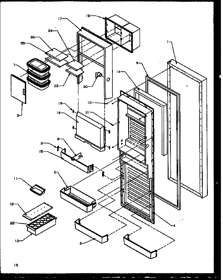 REF DOOR Diagram and Parts List for SXI20NW P1162903W W Amana Refrigerator