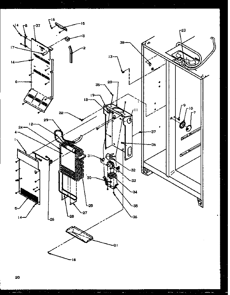 FZ EVAP AND AIR HANDLING Diagram and Parts List for SXI20NW P1162903W W Amana Refrigerator