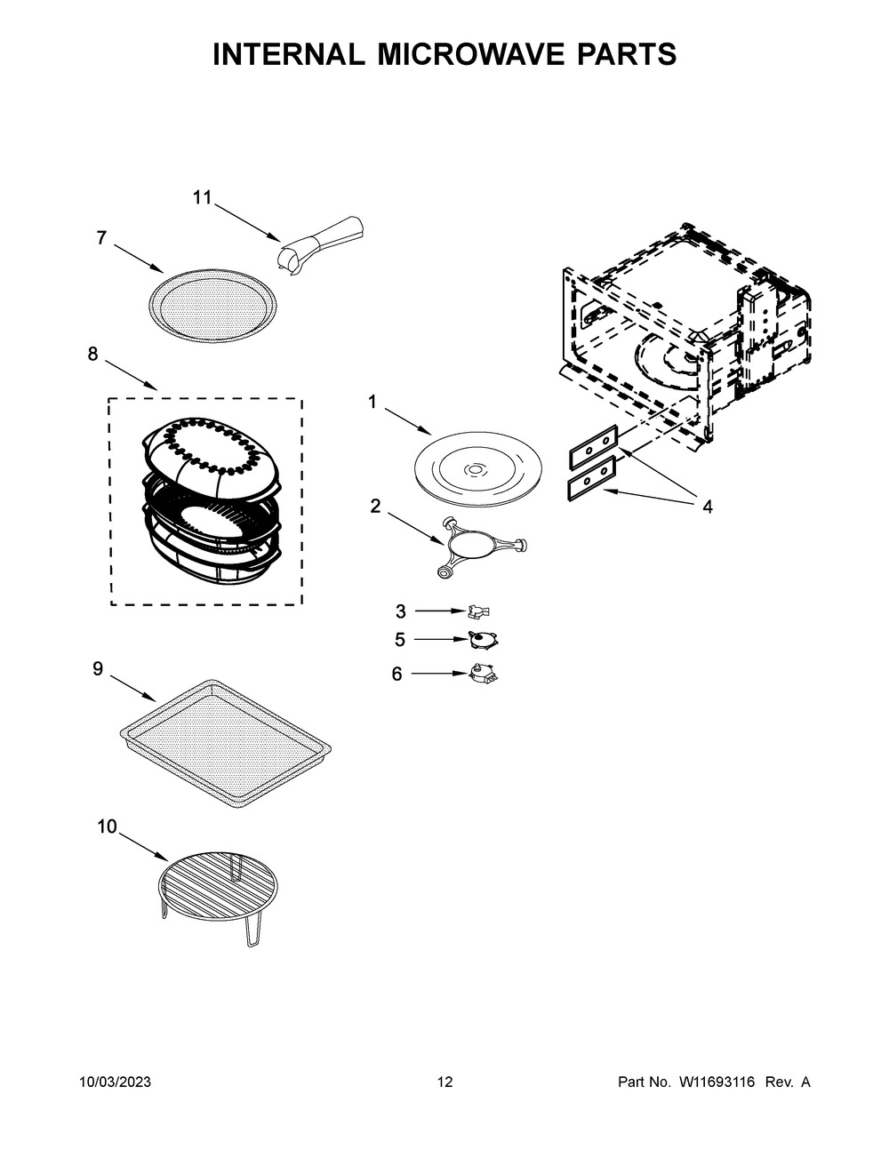 Internal Microwave Parts Diagram and Parts List for MOEC6030LZ01  Maytag Microwave Oven Combo