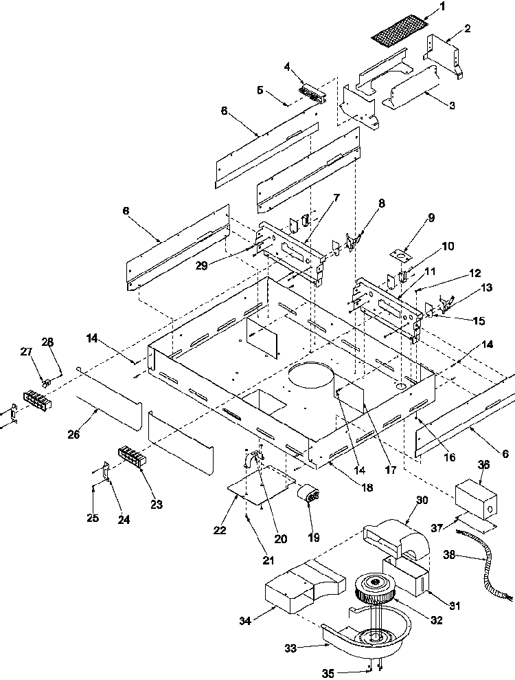 Cavity Diagram and Parts List for AKED3060E-P1131757NE  Amana Cooktop