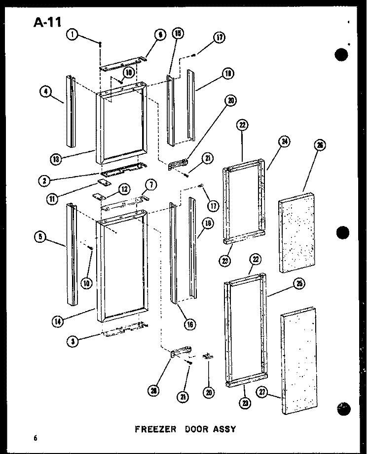 FZ DOOR ASSY Diagram and Parts List for SRI19W P6035036W Amana Refrigerator