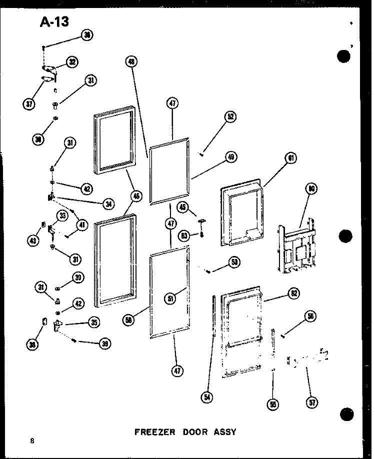 FZ DOOR ASSY Diagram and Parts List for SRI19W P6035036W Amana Refrigerator