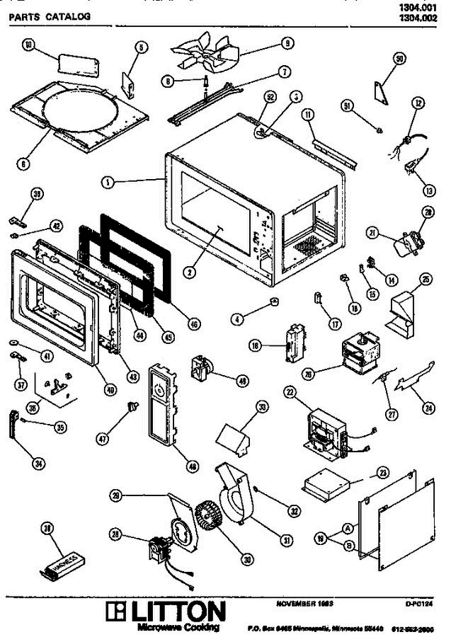 01 - Page 1 Diagram and Parts List for 1304001  Litton Microwave