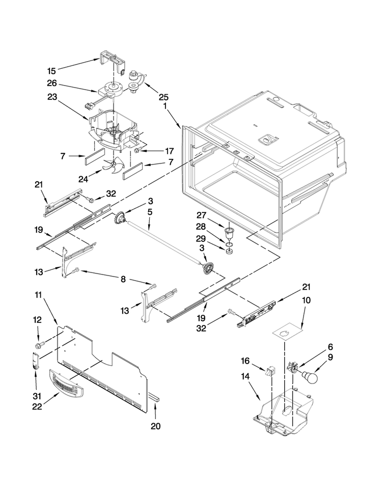 Freezer Liner Parts Diagram and Parts List for MFI2067AES8  Maytag Refrigerator