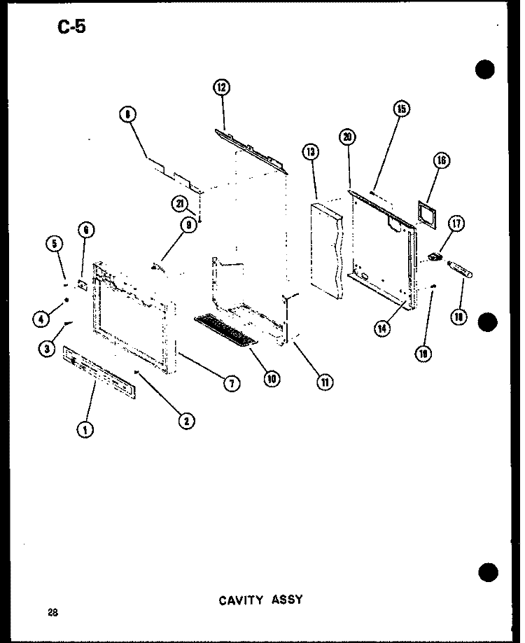CAVITY ASSY Diagram and Parts List for SRI19W P6035036W Amana Refrigerator
