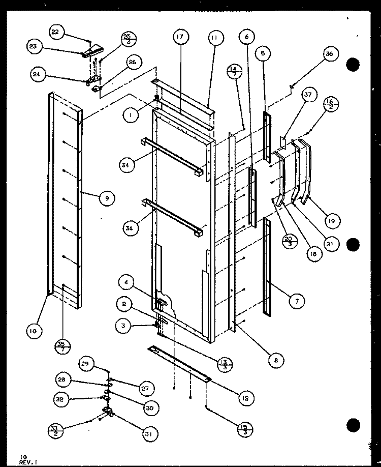 REF DOOR Diagram and Parts List for SXD25J P1104001W Amana Refrigerator