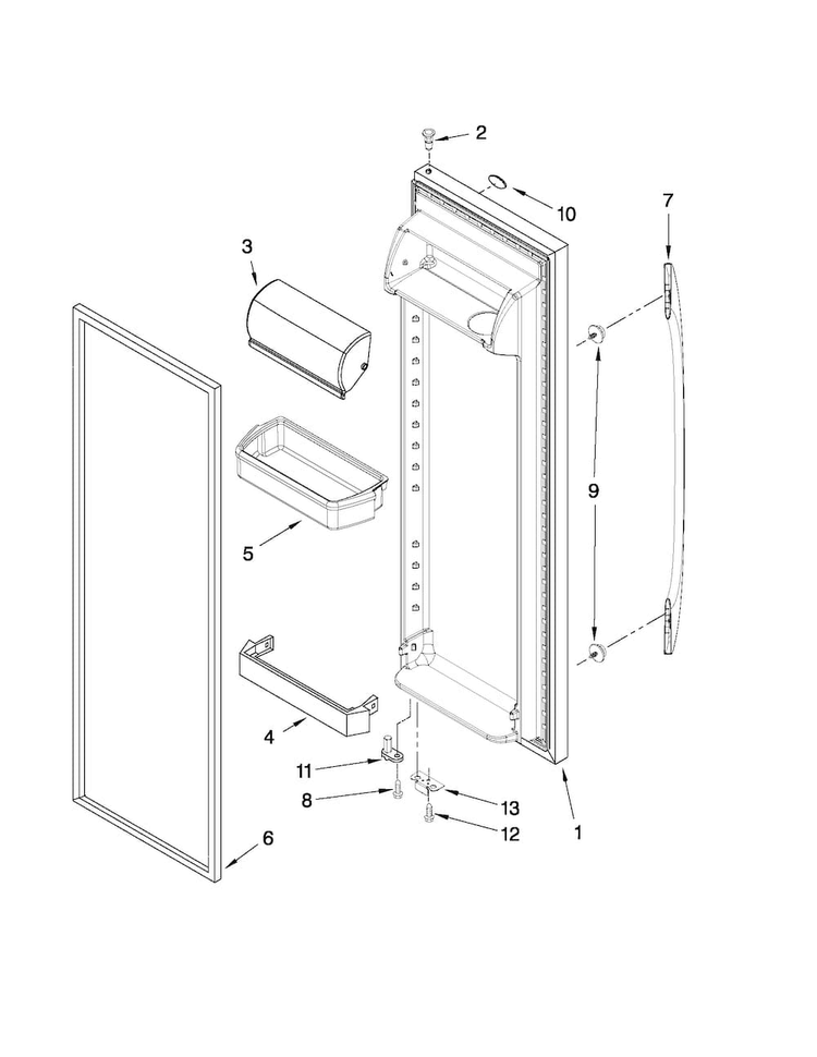 Refrigerator Door Parts Diagram and Parts List for MSF25D2EAS01  Maytag Refrigerator