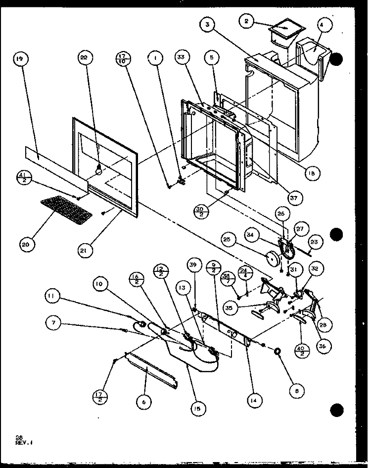 ICE AND WATER CAVITY Diagram and Parts List for SXD25J P1104001W Amana Refrigerator