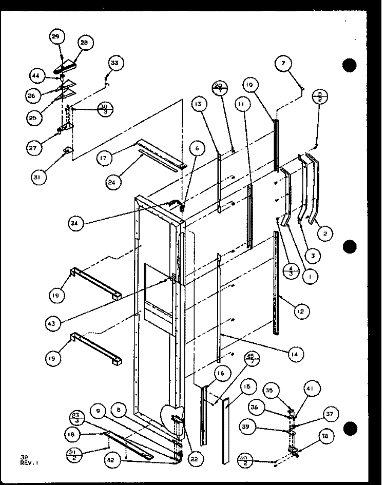 FZ DOOR Diagram and Parts List for SXD25JP P1104006W Amana Refrigerator
