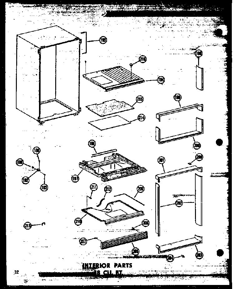 Interior Parts 18 Cu. Ft. Diagram and Parts List for T16W-P60303-53W  Amana Refrigerator