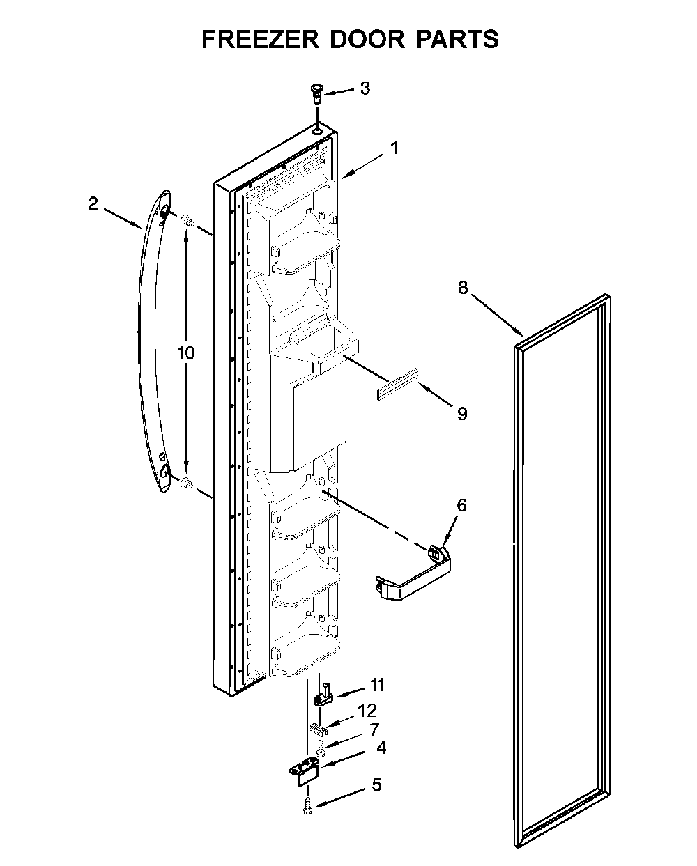 Freezer Door Parts Diagram and Parts List for 1064651753713  Kenmore Refrigerator