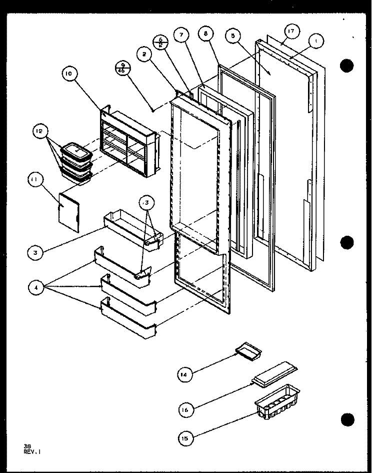 REF DOOR Diagram and Parts List for SXD25JP P1104006W Amana Refrigerator