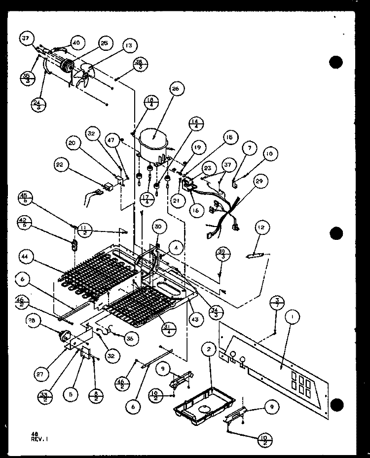 MACHINE COMPARTMENT Diagram and Parts List for SXD25JP P1104006W Amana Refrigerator