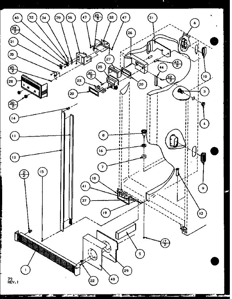 REF / FZ CONTROLS AND CABINET PART Diagram and Parts List for SXD22J P1104020W Amana Refrigerator