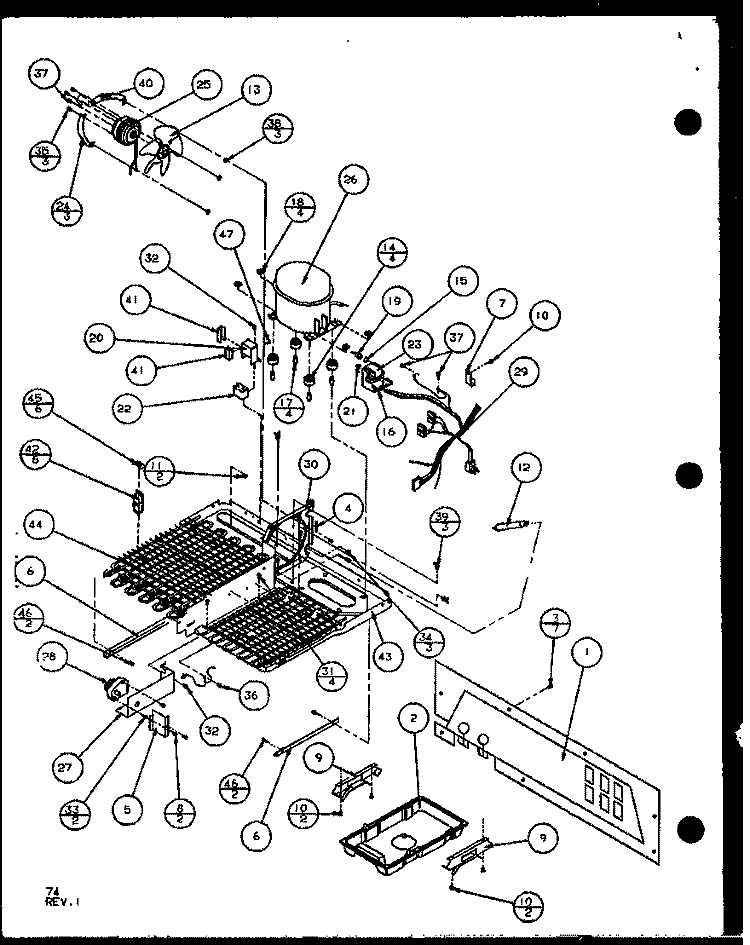 MACHINE COMPARTMENT Diagram and Parts List for SXD22J P1104020W Amana Refrigerator