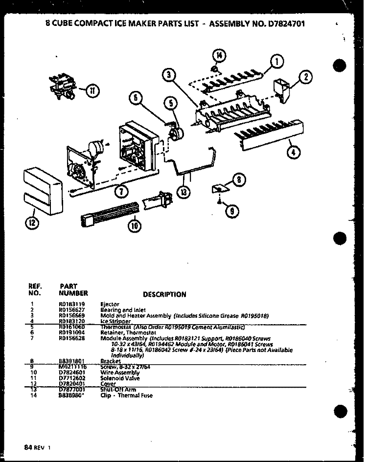 8 CUBE COMPACT ICE MAKER Diagram and Parts List for SXD22J P1104020W Amana Refrigerator