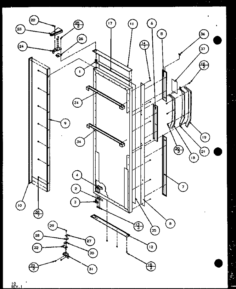 REF DOOR Diagram and Parts List for SLD25JP P1104011W Amana Refrigerator