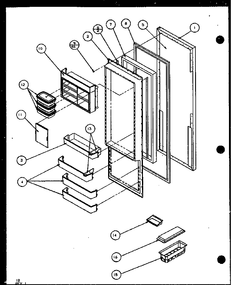 REF DOOR Diagram and Parts List for SLD25JP P1104011W Amana Refrigerator