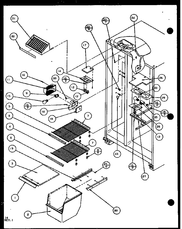 FZ SHELVING AND REF LIGHT Diagram and Parts List for SLD25JP P1104011W Amana Refrigerator