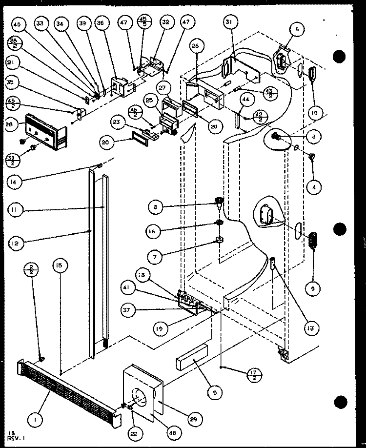 REF / FZ CONTROLS AND CABINET PART Diagram and Parts List for SLD25JP P1104011W Amana Refrigerator
