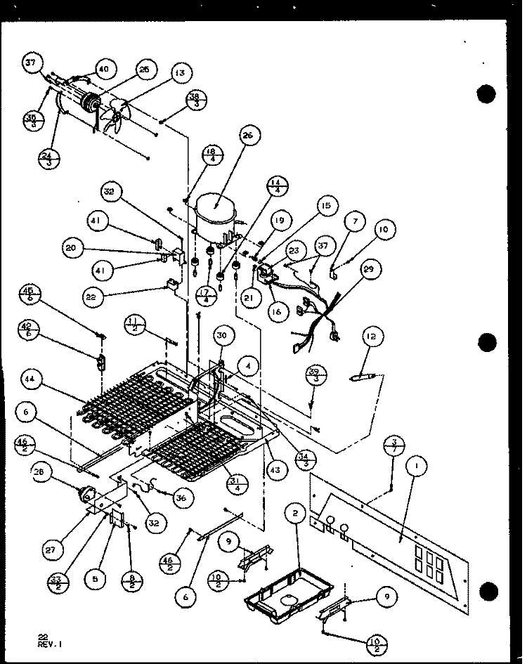 MACHINE COMPARTMENT Diagram and Parts List for SLD25JP P1104011W Amana Refrigerator