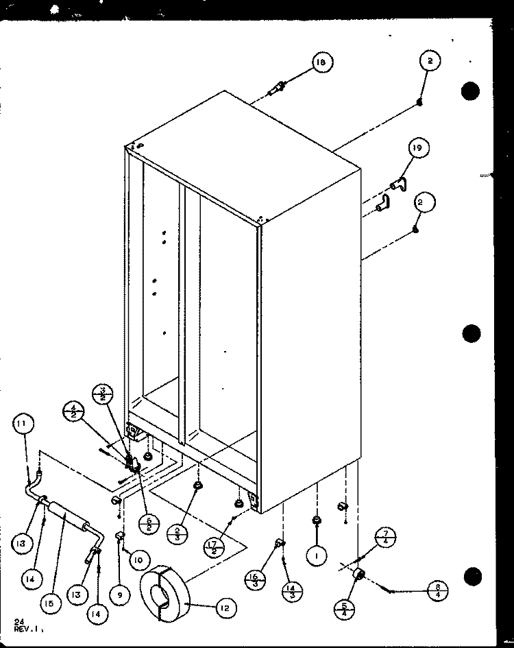 DRAIN AND ROLLERS Diagram and Parts List for SLD25JP P1104011W Amana Refrigerator