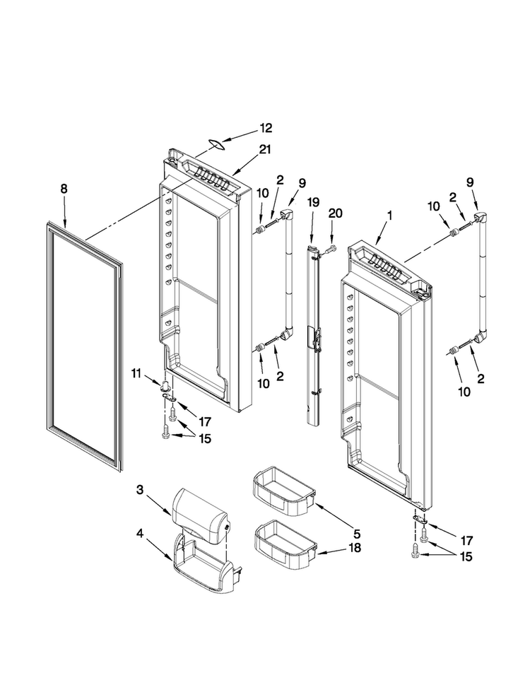 Refrigerator Door Parts Diagram and Parts List for JFC2290VEP1  Jenn-Air Refrigerator