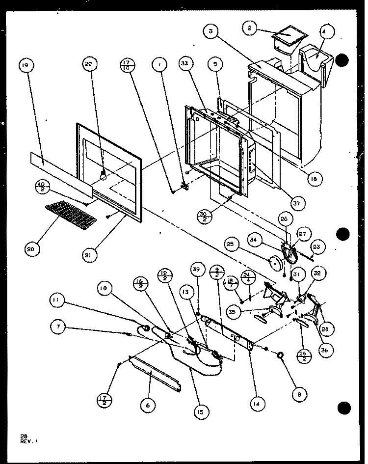 ICE AND WATER CAVITY Diagram and Parts List for SLD25JP P1104011W Amana Refrigerator