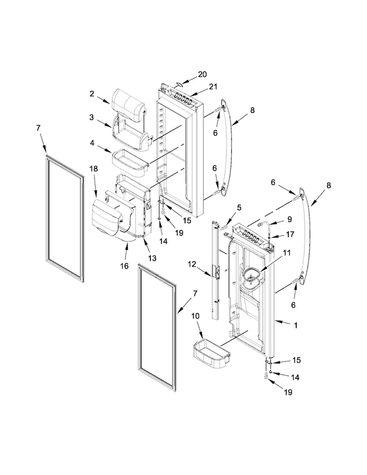 Refrigerator Door Parts Diagram and Parts List for MFI2269VEM11  Maytag Refrigerator