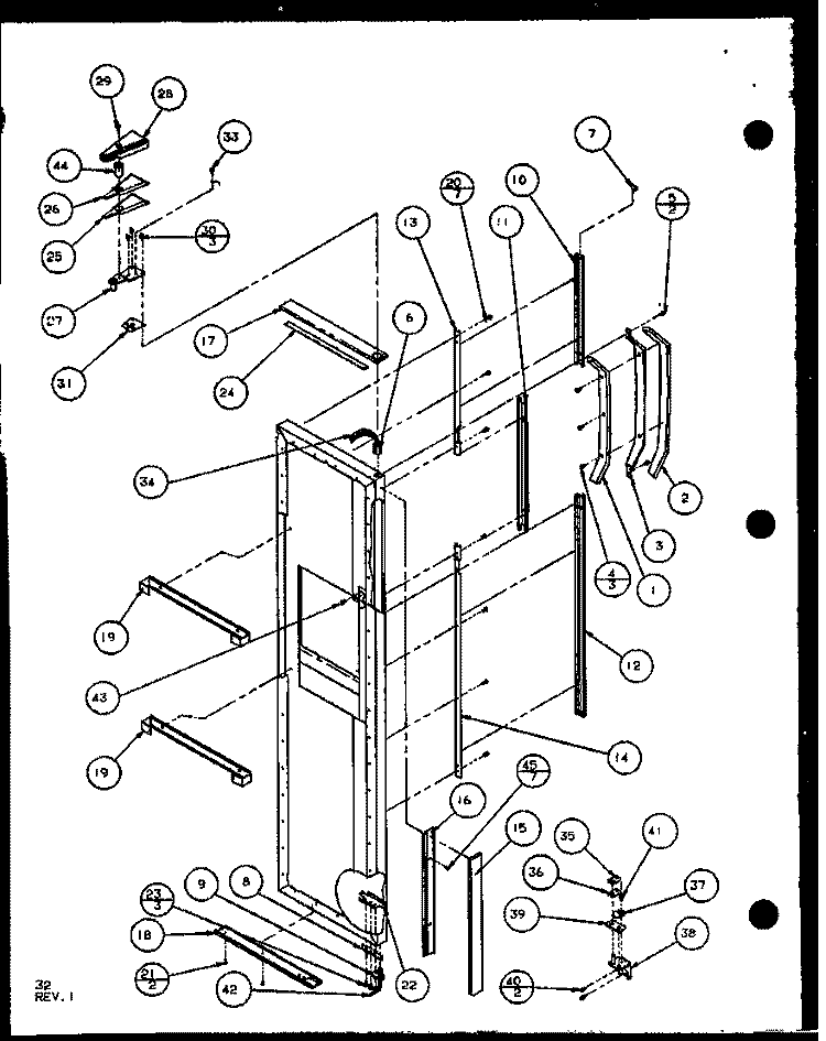 FZ DOOR Diagram and Parts List for SLD25JP P1104011W Amana Refrigerator