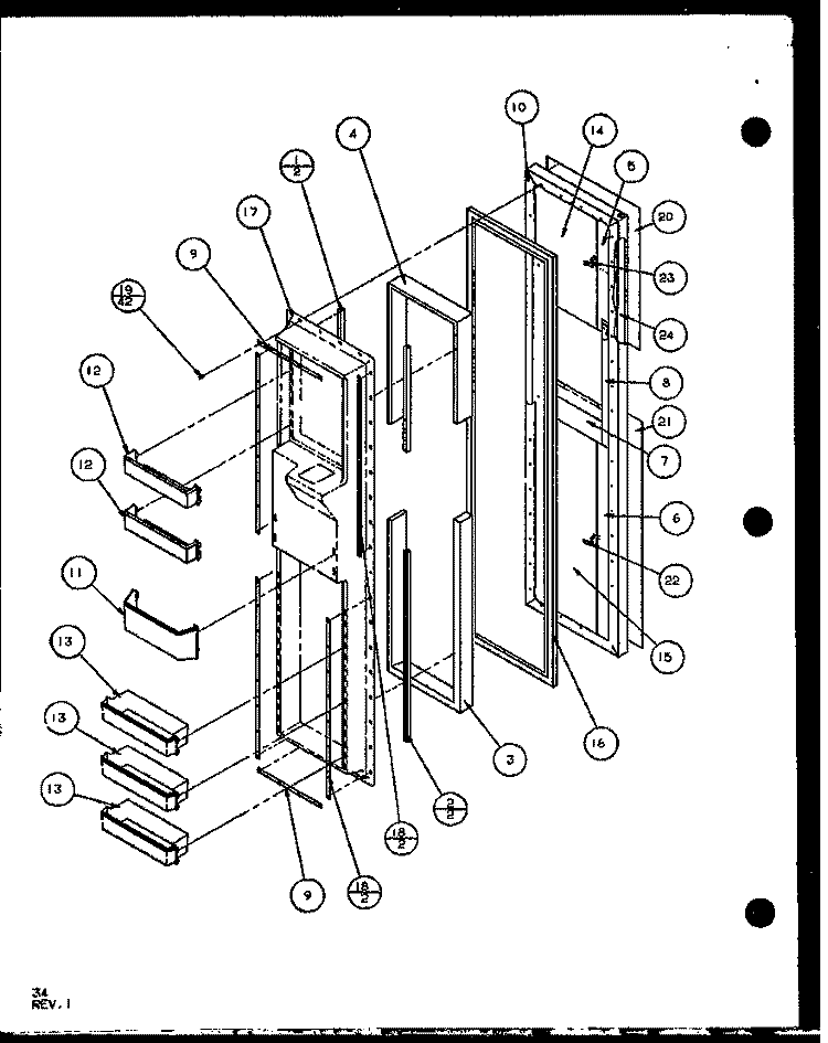 FZ DOOR Diagram and Parts List for SLD25J P1104008W Amana Refrigerator